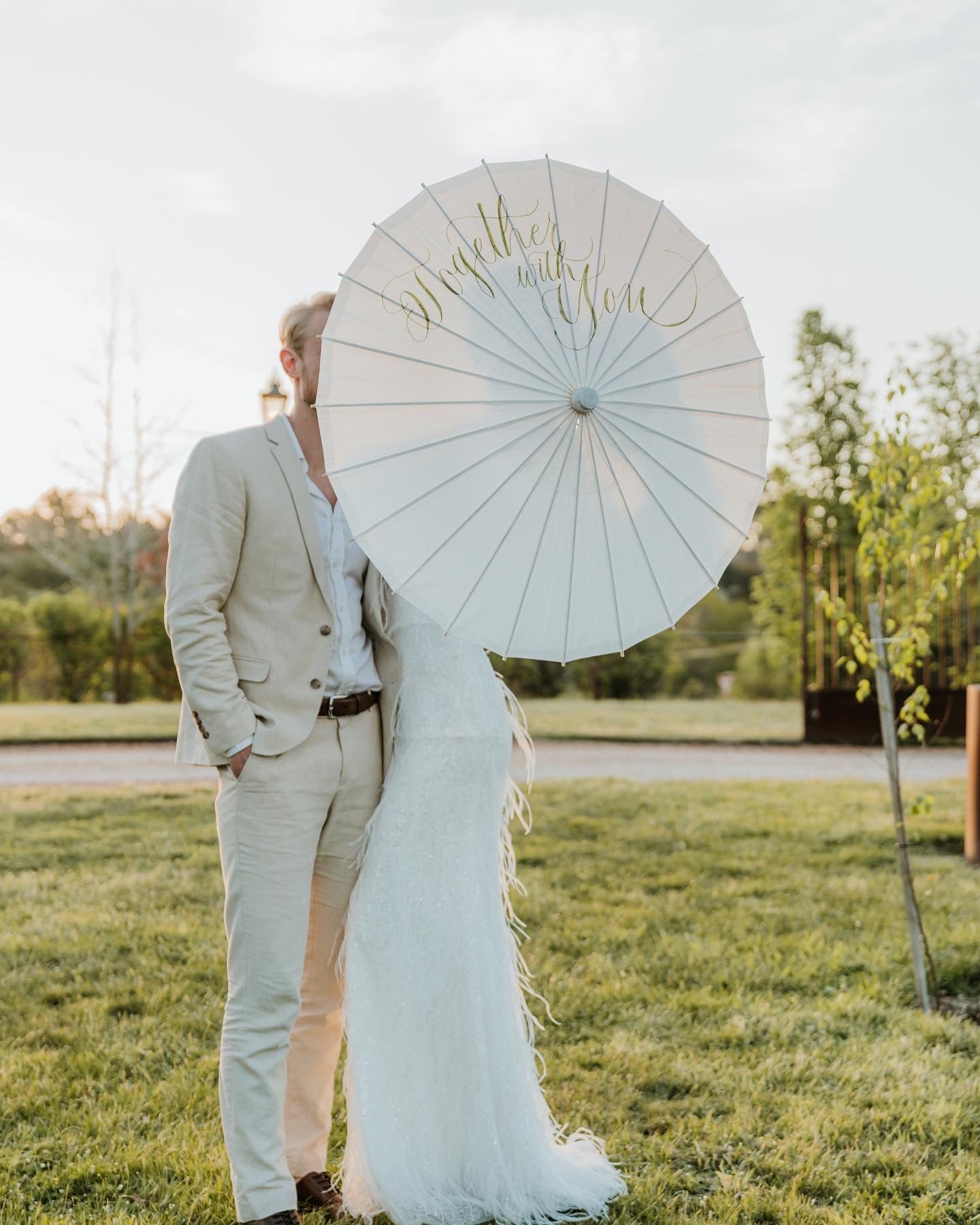 I Do with Bride popular and groom names handpainted parasol for Wedding Photos