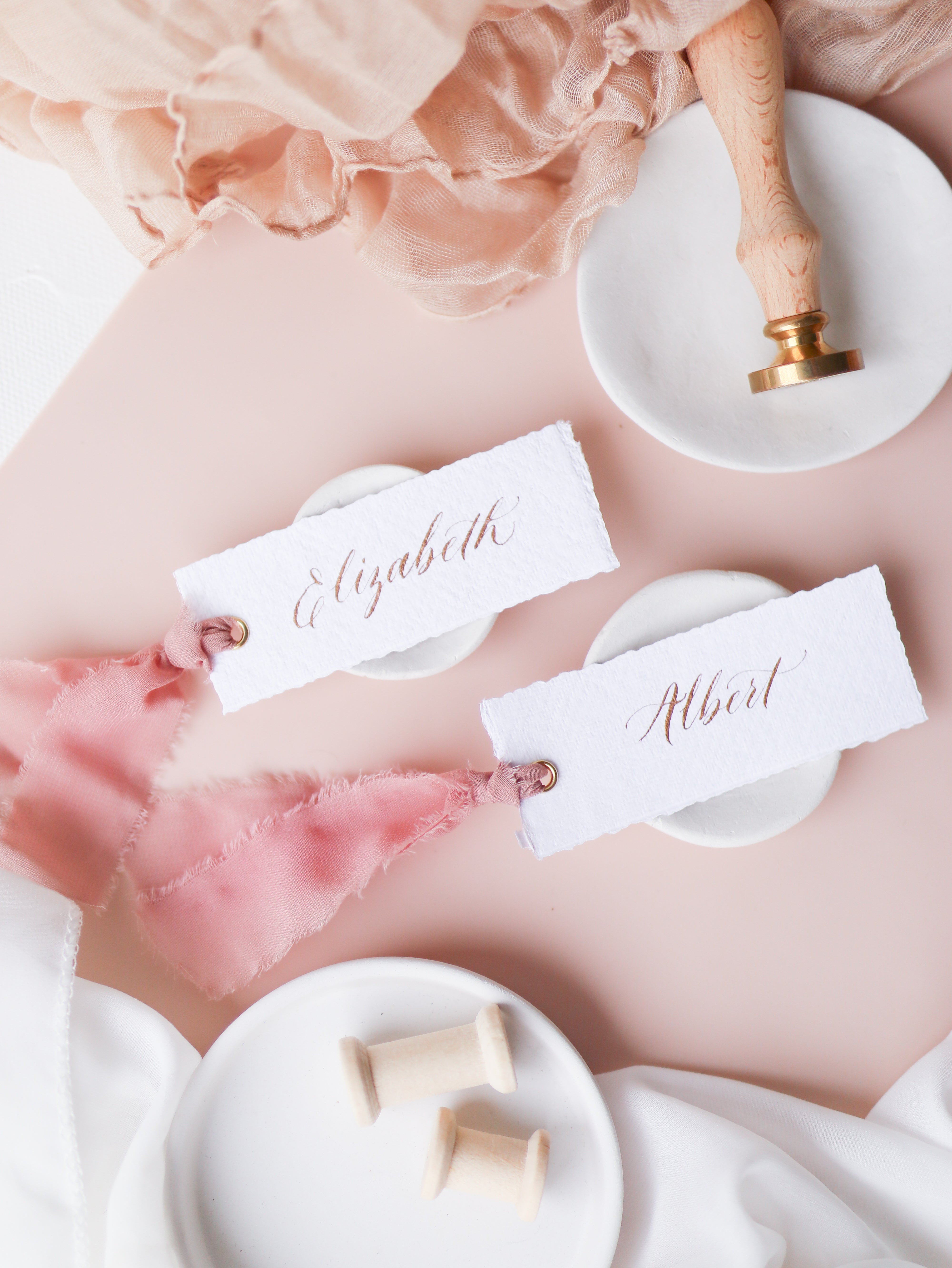 SILK RIBBON - HANDMADE PAPER PLACE CARDS – Letterally
