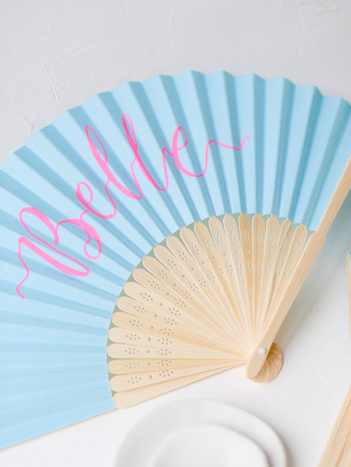 PERSONALISED PAPER FANS | LIGHT BLUE