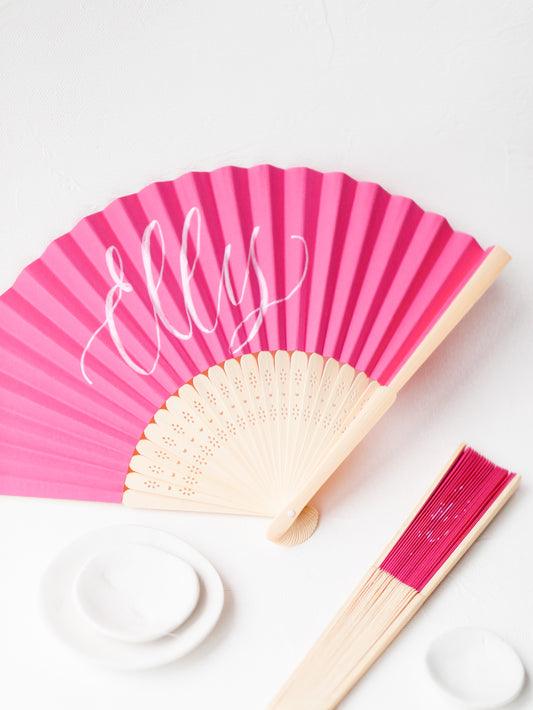 PERSONALISED PAPER FANS | HOT PINK