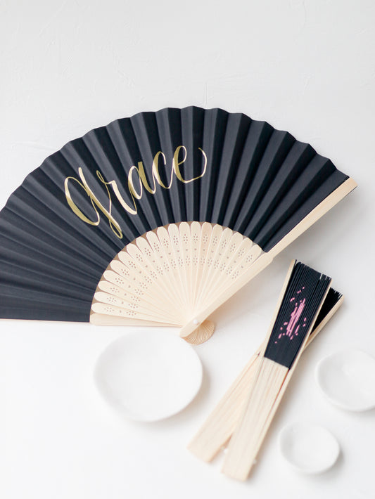 PERSONALISED PAPER FANS | BLACK