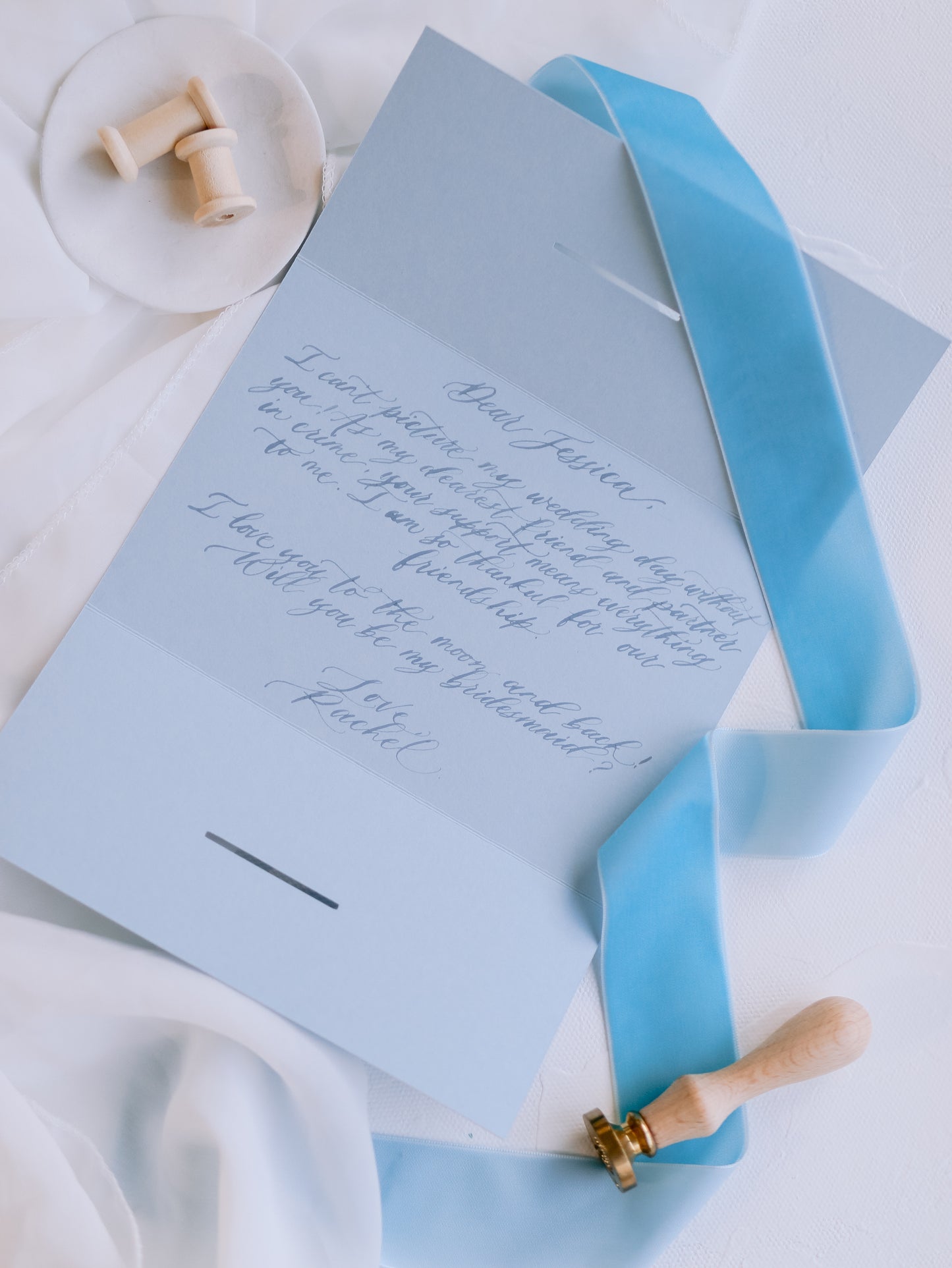 BRIDESMAID PROPOSAL CARDS WITH CALLIGRAPHY & VELVET RIBBON